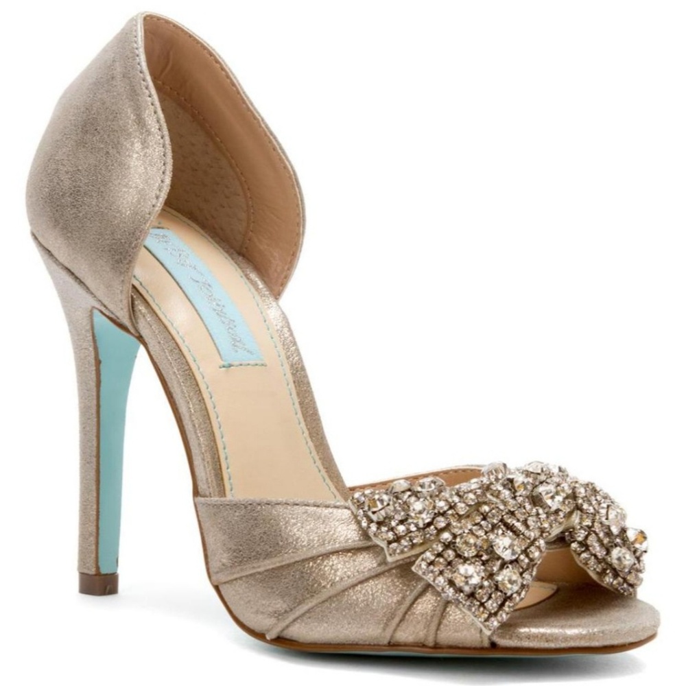 Blue by Betsey Johnson Bow Peep Toe Heels